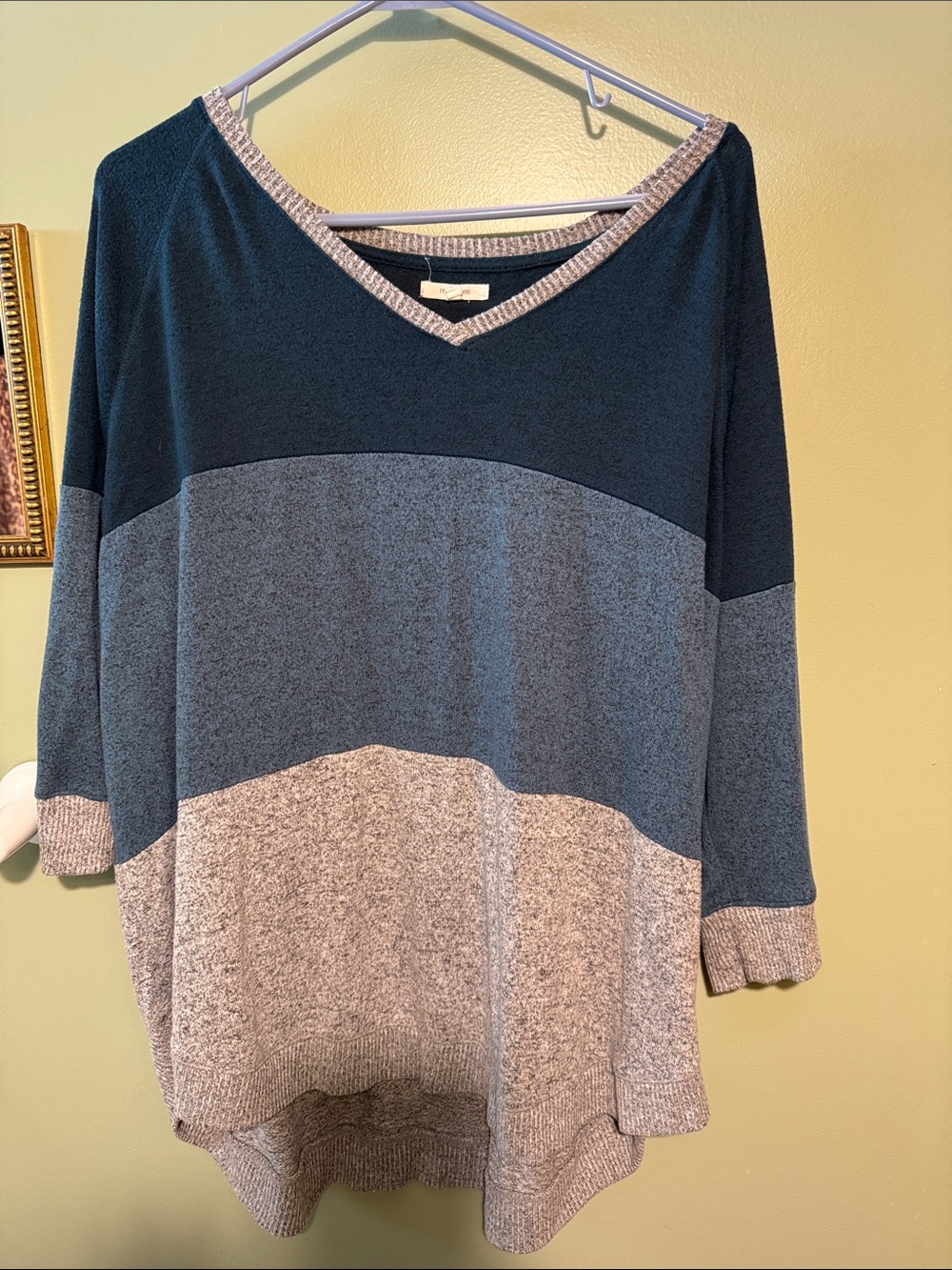 Maurices Navy and Light Gray Trim Knit Top